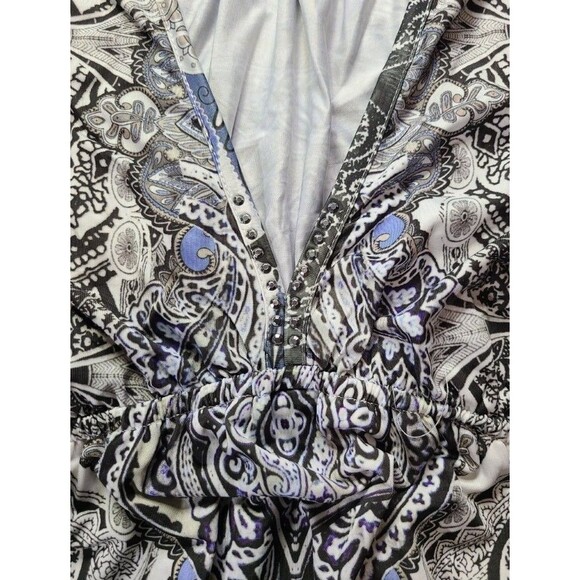 Apt. 9 Paisley Tank Dress Size Small Black Purple Sleeveless V-Neck Stretch - Picture 4 of 10